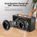 Karaoke Machine, Retro-Design Speaker with 2 Wireless Microphones for Adults & Kids, Portable Karaoke System for Home Party, Bluetooth/AUX/USB/TF/TWS Support, Gifts for Women & Girls