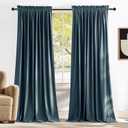 NICETOWN Slate Blue Blackout Velvet Curtains for Bedroom 2 Panels, 52 x 96 Soft Blue for Relax Thermal Insulated Drapes for Living Room, Extra Long Privacy Protection Window Treatment
