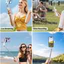 yAyusi New Ultra Mini Selfie Stick for iPhone, Extendable Aluminum Portable Selfie Stick with Remote, Compact Phone Selfie Sticks Compatible with 4-7" Phones for Vlog/Video Record/Live Stream (White)