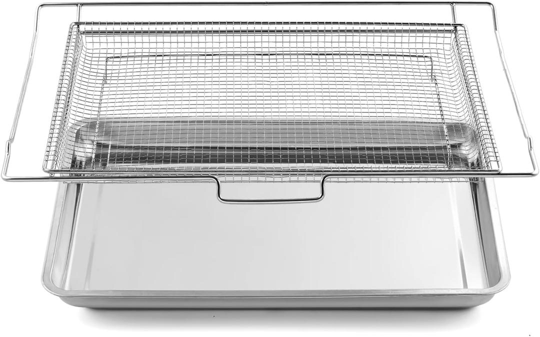 Allstare NX-AA5000RS Air Fryer Tray Replacement for Samsung Oven Parts 24 3/4 x 16 1/2 304 Stainless Steel DG75-01001C Air Fryer Basket NX60T8111SS/AA NE63T8111SS/AA Samsung Air Fryer Rack 1 Set