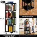 BAMEOS Rotating Bookshelf Tower 4 Tier, 360 Spinning Bookcase with Solid Wood Frame & Bamboo Finish, 4-Component Easy Assembly Corner Book Shelf for Small Spaces, Office, Bedroom, Living Room