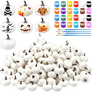 Thyle Thanksgiving Mini DIY Pumpkin Fall Decorations White Fake Foam Pumpkins for DIY Crafts Artificial Boo Faux Rustic Halloween Autumn Table Centerpiece Bowl Fillers(100 Pcs)