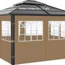 Gazebo Privacy Curtains 10' x 12' with PVC Windows, 4-Panels Side Wall with Zipper Universal Replacement for Patio, Outdoor Canopy, Garden and Backyard