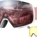 OutdoorMaster Heron Ski Goggles with 2 Lens, Frameless, Magnetic Interchangeable HD Toric Lens, OTG Snowboard Goggles