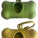 Dog Waste Bag Dispenser, Bone Shaped, Portable Pet Poop Bag Holder with Carabiner Clip, 2 Pack (Yellow Green)