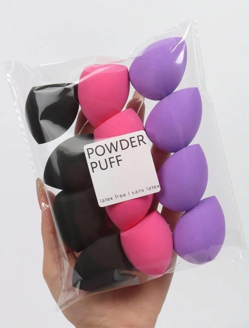 Latex-Free Makeup Sponges, 11 Piece Set, Black Pink Purple Beauty Blenders