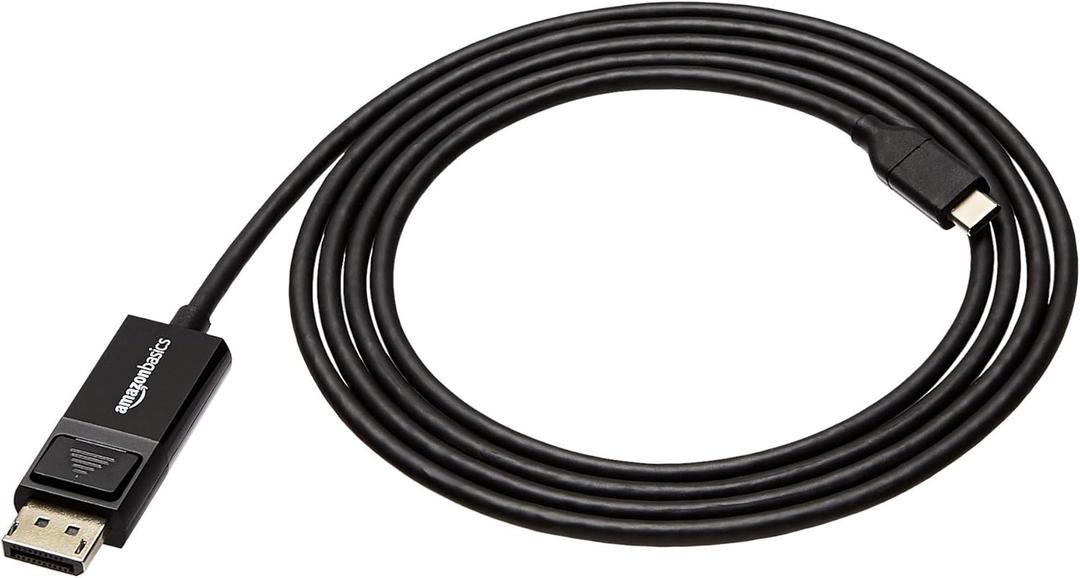 Amazon Basics Bi-Directional USB-C to DisplayPort Cable, 6-foot, Black