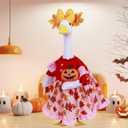 AZYM Fall Porch Goose Outfits,3 Pcs/Set Halloween Pumpkin Maple Leaf Yard Goose Statue Clothes for 23" Statue Patio Lawn Garden Thankgiving Day Decoration