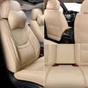 Auto Car Seat Covers Accessories Front Seat Leather Cushion Protector Breathable Waterproof Seat Cover for Cars Universal Fit (Beige, Front Pair)
