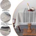 Waterproof Cotton Linen Washable Tablecloth Farmhouse Wrinkle Free Square Burlap Table Cloths 52x52 Inch Grey Heavy Weight Table Cover with Tassels for Kitchen Dinning Party Holiday