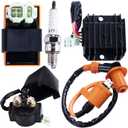 High Performance Racing GY6 Ignition Coil Voltage Regulator Rectifier Solenoid Relay 6 Pin AC CDI Spark Plug Kit for 50cc 125cc 150cc ATV Quad Go Kart Moped Scooter, Black