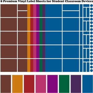 3 x 8 Sheets Color Coded Vinyl Labels Classroom Laptop Label for Organization Chromebook Color Coding Labels, Student Classroom Devices or Office Computer Management (Vibrant Colors)