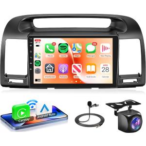 4Core 2G+64G Android Car Stereo Carplay for Toyota Camry 2000 2001 2002 2003 2004 2005 2006, Rimoody 9 Inch Touch Screen Car Radio with GPS WiFi Bluetooth FM Mirror Link Android Auto Backup Camera
