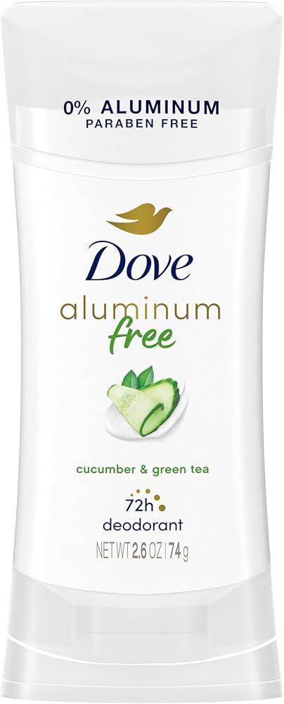 Dove Aluminum Free Deodorant for Women 4 Count Cucumber and Green Tea 72 hour odor protection 2.6 oz. 1 is pre-owned. 3 are new