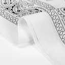 Juoar 22"X22" 100% Cotton Paisley Printed Bandanas Large Thick Scarfs Fashion Headwear for Men and Women (3, White)