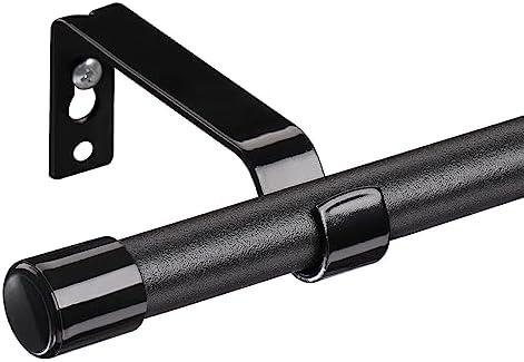 YeYeBest Curtain Rod, 15" of 105" for Windows Small Curtain Rod Set, Modern Simplicity Décor Style 5/8 Inch Metal Pole Heavy Duty Rods with Brackets Black