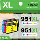 951 951XL Compatible for HP 951 Ink Cartridges Color Combo High Yield Pack Use with OfficeJet Pro 8600 8610 8620 8100 8630 8660 8640 8615 8625 251DW 276DW (2 Cyan, 2 Magenta, 2 Yellow, 6 Pack)