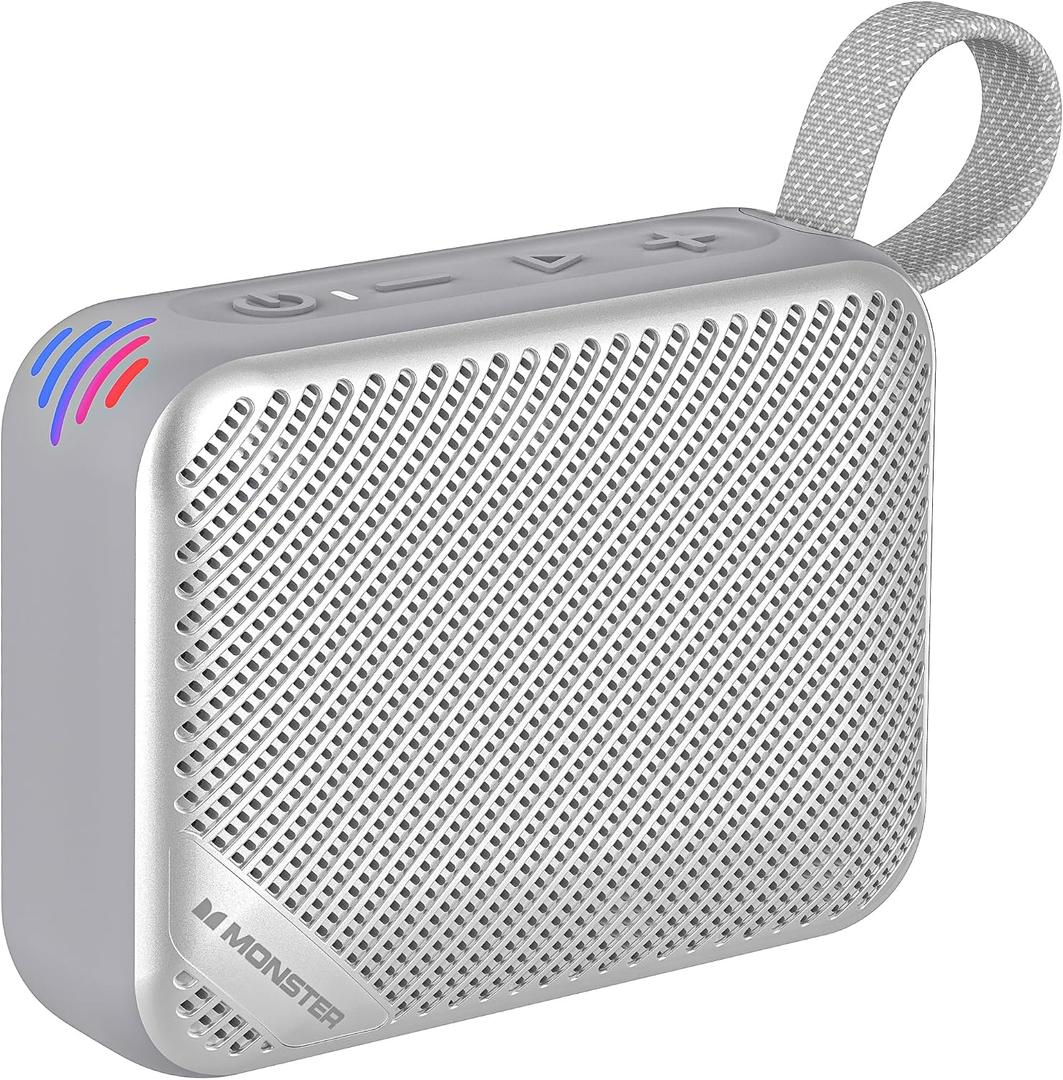 Monster S360 Portable Bluetooth Speaker, IPX7 Waterproof, Bluetooth 6.0, 20H Playtime, Powerful Stereo Sound, Support TF Card, Clear Hands-Free Calling Speaker for Home, Outdoors and Travel, Gray