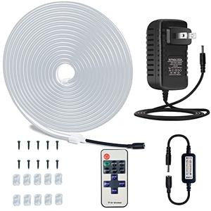 DSJJBLL Flexible Neon Rope Strip Night Light, Outdoor Indoor LED Cut Freedom 16.4FT/Set Power Supply/Clip Included (White2)