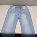 QJBMEI Women's Flower Embroidery Stretch Slim Bootcut Jeans Mid Rise Washed Denim Pants Small