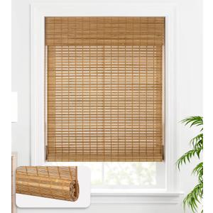 LazBlinds Cordless Bamboo Blinds, Bamboo Roll Up Shades for Windows, Light Filtering Wood Window Blinds for Indoor Home- Size: 23" W x 72'' H, Squirrel