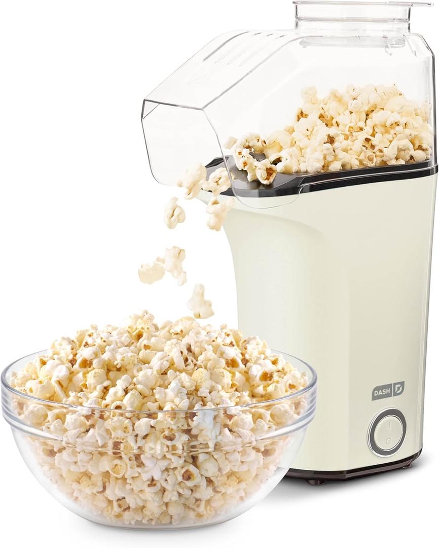 DASH Hot Air Popcorn Popper Maker with Measuring Cup to Portion Popping Corn Kernels + Melt Butter, 16 Cups - White