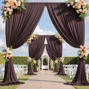 20ftx15ft Brown Backdrop Curtains for Parties, Wrinkle Free Polyester Brown Photo Backdrop Drapes 4 Panels 15 ft Long Back Drop Cloth for Wedding Birthday Photography Background Party