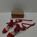 GENSHUO Women's Chunky High Heels Lace Up Strappy Block Sandals Open Toe Sexy Dress Heel Comfortable Prom Wedding Homecoming Party Graduation Shoes Red Size 8