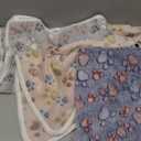 1 Pack 3 Blankets Super Soft Fluffy Premium Fleece Pet Blanket Flannel Paw Printed Throw for Dog Puppy Cat (Medium 30x20'', Beige, Grey, Navy)