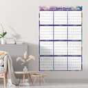 Ospelelf Large Dry Erase Calendar for Wall - 32'' x 48'' Vertical Calendar Laminated Yearly Family Calendar for Office, Use Jan 2025 - Dec 2026 (Marble)