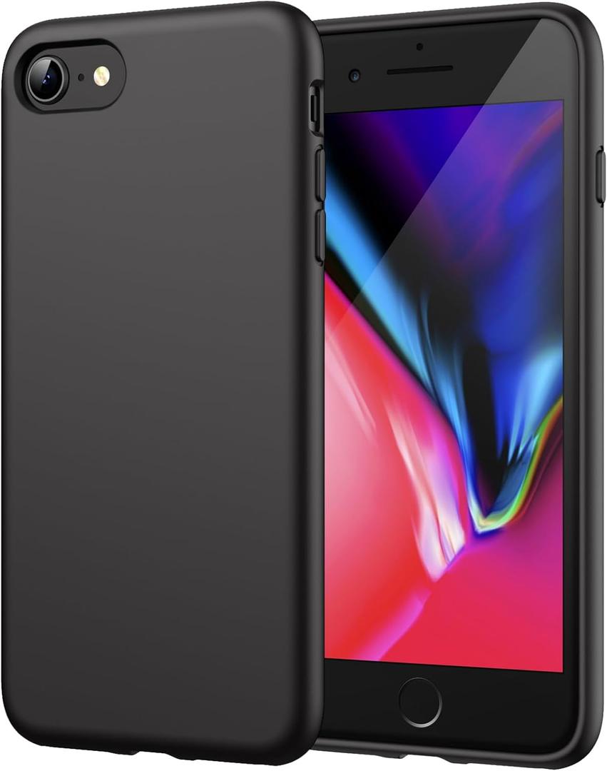 JETech Silicone Case for iPhone SE 3/2 (2022/2020 Edition), iPhone 8 and iPhone 7, 4.7-Inch, Silky-Soft Touch Full-Body Protective Case, Shockproof Cover with Microfiber Lining (Black)