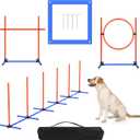 4 Sets Pets Agility Training Equipment, Adjustable Dog Hoop, Dog Jump, Weave Poles and Pause Boxwith Independent Packaging(4 Sets)