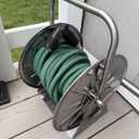 Stainless Steel Garden Hose Reel, Wall Mount or Floor Mounted with 3/4 Inch Brass Fittings Lead hose, 165 Ft Capacity with portable hose reels & Crank Handle