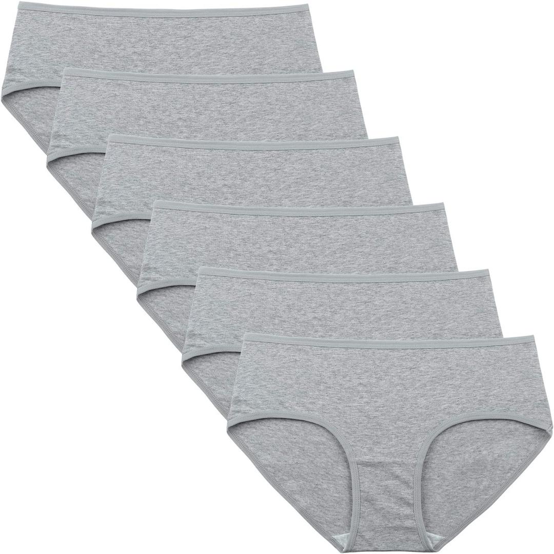 INNERSY Womens Underwear Cotton Hipster Panties Regular & Plus Size 6-Pack (Medium, French Grey)