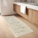 Washable Runner Rugs for Bedroom - 2x6 Runner Rug Non Slip, Ultra-Thin Entryway Rug, Soft Abstract Kitchen Runner for Hallway, Laundry, Bathroom, Indoor Door Mat (2'x6', Beige/Ivory)