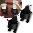 2 PCS Multifunctional Hooks for Car Seat Back, Back Seat Cup Holder with Hooks, 3 in 1 Durable Materials Seat Headrest Cup Holder Hook, Universal for Most Cars Trucks SUVs (Black)