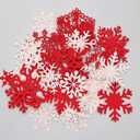 Snowflakes Red and Winter Punch Paper Die Cut Set of 50 Scrapbook Embellishment