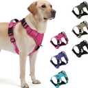 Heavy Duty Tactical Dog Harness for Medium Dogs, No Pull Dog Harness with Handle & Front Clip, Reflective Soft Padded, Hook and Loop Panel, Dog Vest for Walking, Service Training, Hotpink M