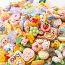 Slime Charms Cartoons Charms Cute Set - Mixed Lot Assorted Cartoons Kawaii Charms Resin Flatback Cute Sets for DIY Crafts Making,Decorations,Scrapbooking,Embellishments,Hair Clip 80pcs