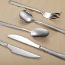 Silver Flatware Set, 18/10 Stainless Steel 20 Piece/Household Stainless Steel Set/Upgraded Knife, Spoon, Fork Mirror Polished, Dishwasher Safe (20 Pieces - Hammered)