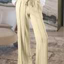 Herseas High Waisted Sweatpants for Women Elastic Elevated Seams Wide Leg Drawstring Loose Long Pants with Pockets (Yellow, XXL)