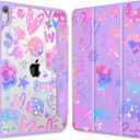 Tuiklol Case for iPad 11 inch (A16 Chip) 2025 Gen 11th / iPad 10.9 inch 2022 10th Gen, Buit in Pencil Holder with Shockproof Cover Clear Transparent Back Shell Auto Wake/Sleep,Fun Emotions Purple