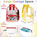 Cholemy 24 Set Clear Backpack with Pencil Case Bulk Heavy Duty PVC Transparent School Bag for Students Women Men Travel(Multicolor)