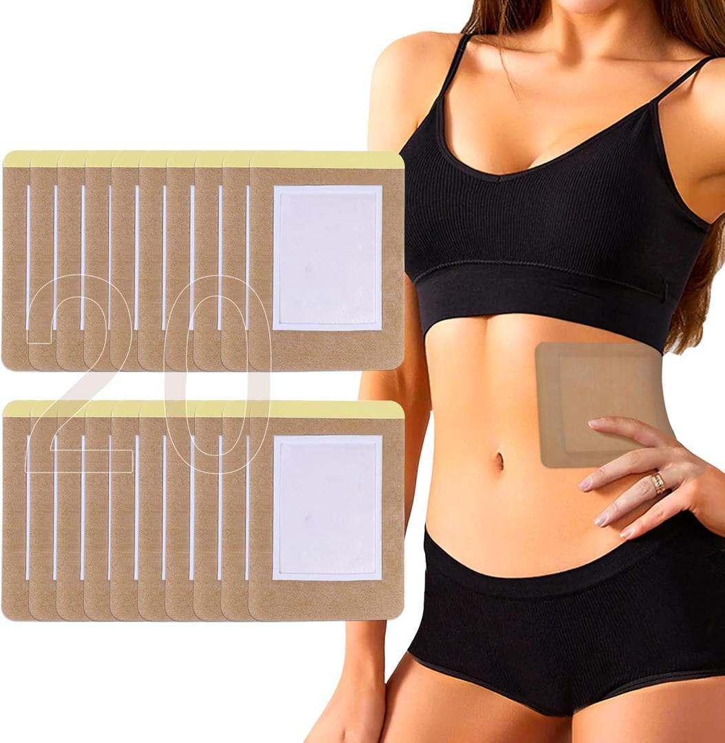 20 Pack Disposable Castor Oil Pack Wrap for Stomach, 8 x 6 inches Castor Oil Patch Organic Cotton, Self-Adhesive, Anti Leakage, No Wash Portable Pad Kits for Men Women for Home Travel