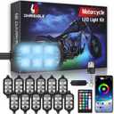 12PCS Motorcycle RGB LED Accent Lights with APP & RF Remote, Waterproof Frame & Engine Underglow Pods with Brake Turn Signal, 12V for Harley, Cruiser, Street, Sport Bike, Dirt Bike