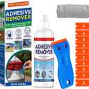 Adhesive Remover Spray, Sticker Remover Cleaning Multi-Surface Residue, Glue Remover for Tap, Decals, Glue, Chewing Gum, from Car, Windows, Glass, Plastic, Label Remover with Scraper and Towel