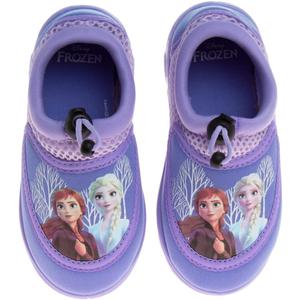 Disney Frozen Water Shoes for Girls- Pool Aqua Socks for Kids- Anna Elsa Sandals Princess Bungee Waterproof Beach Slides Sport Character Summer Slip-on Quick Dry - Lilac (Size 11-12 Little Kid)