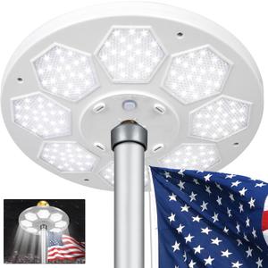 Flagpole Light Solar Powered, 6 Updated Ultra Bright 160 LED for 15-25 Ft Poles, 15 Hour Dusk to Dawn Auto On/Off, Aurora Lighting