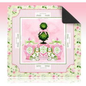 Seenelling Mahjong Mat Non-Slip Neoprene Mat 31.5", Porcelain Dog