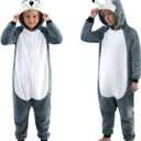 Unisex Kids Animal Onesie Pajamas, Flannel Halloween Cosplay Costume for Boys Girls - Homewear Sleepwear Outfit Gifts (5-6 Years, Husky)